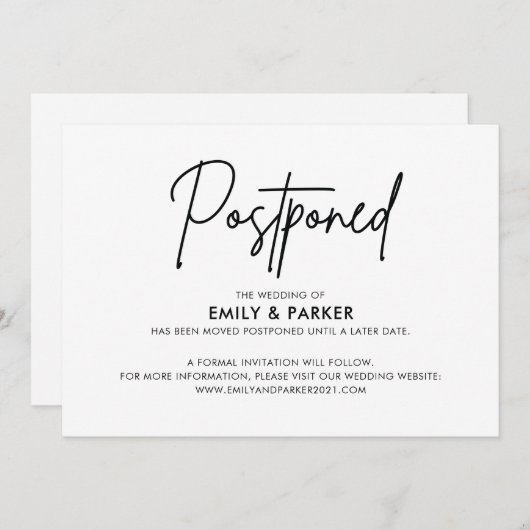 Aankondiging van uitstel (Voorkant / Achterkant)