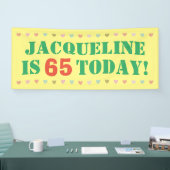 Aankondiging van verjaardag spandoek (Beurs)