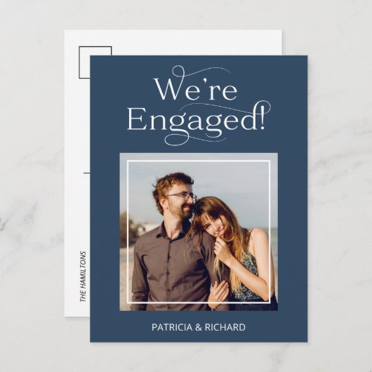 Aankondiging van verloving en sla de datum-foto op briefkaart (Voorkant / Achterkant)