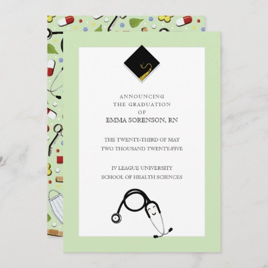 Aankondiging van verpleegkundig Afstuderen (Voorkant / Achterkant)