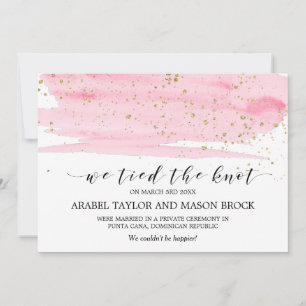 Aankondiging van waterverf Blush & Gold Elopement