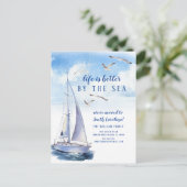 Aankondiging van zeezeilboot briefkaart (Staand voorkant)