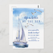 Aankondiging van zeezeilboot briefkaart (Voorkant / Achterkant)