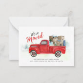 Aankondiging verhuisd met rode vrachtwagen (Voorkant)