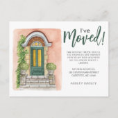 Aankondiging verhuisd met waterverf groene deur (Voorkant)