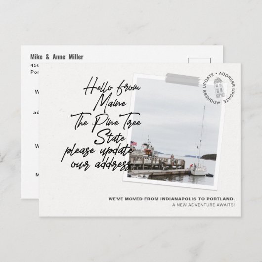 Aankondiging verhuizing bestemming Maine (Voorkant / Achterkant)
