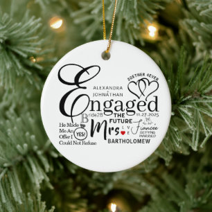 Aankondiging verloofde collage bruiloft keramisch ornament
