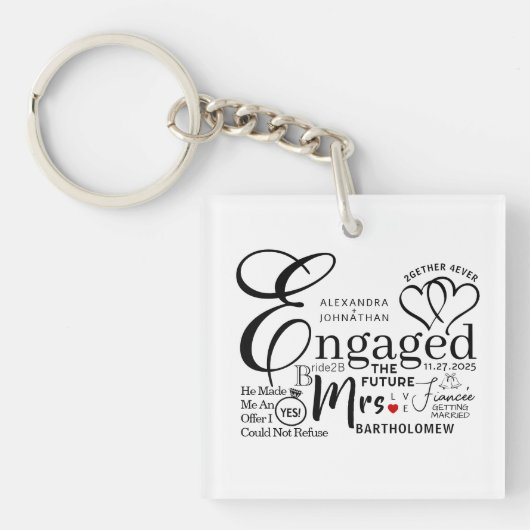 Aankondiging verloofde collage bruiloft sleutelhanger (voorkant)