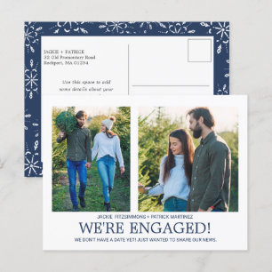 Aankondiging verloving 2 Foto Snowflake Pattern Briefkaart
