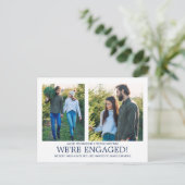 Aankondiging verloving 2 Foto Snowflake Pattern Briefkaart (Staand voorkant)