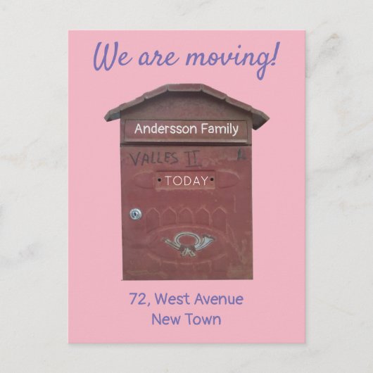Aankondiging verplaatsen Rode Mailbox Aangepaste t Briefkaart (Voorkant)