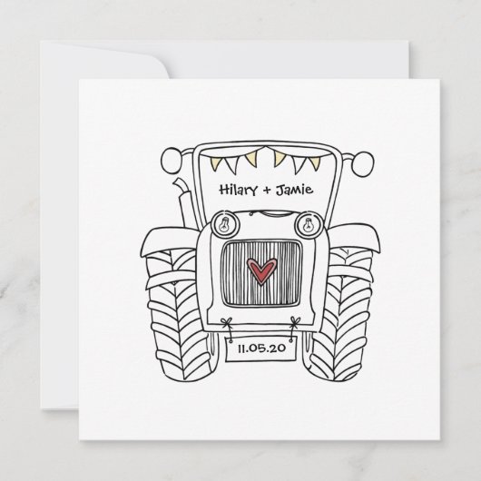 Aankondiging voor Aangepaste landbruiloft tractor (Voorkant)