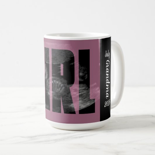 Aankondiging voor baby-meisje - Sonogram met ZEER  Koffiemok (Voorkant rechts)