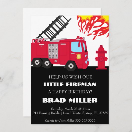 Aankondiging voor brandbestrijding in brandweeraut (Voorkant / Achterkant)