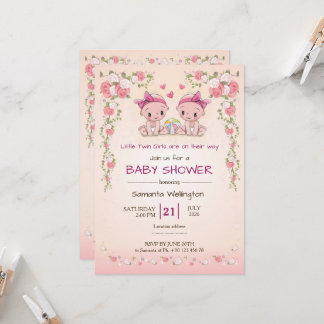 Aankondiging voor een babyfeestje voor TWEEËLING m
