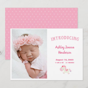 Aankondiging voor roze foto Newborn Baby Girl
