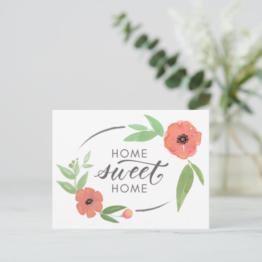 Aankondiging waterverf papaverbeweging briefkaart (Staand voorkant)