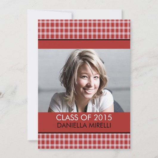 Aankondiging western rood chequefoto Afstuderen (Voorkant)