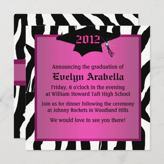 Aankondiging zebra Afstuderen (Voorkant / Achterkant)