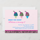 Aankondiging Zebra Print Ice Cream Party (Voorkant)