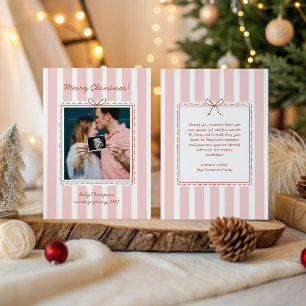 Aankondiging Zwangerschap Kerst Foto Strik Strepen