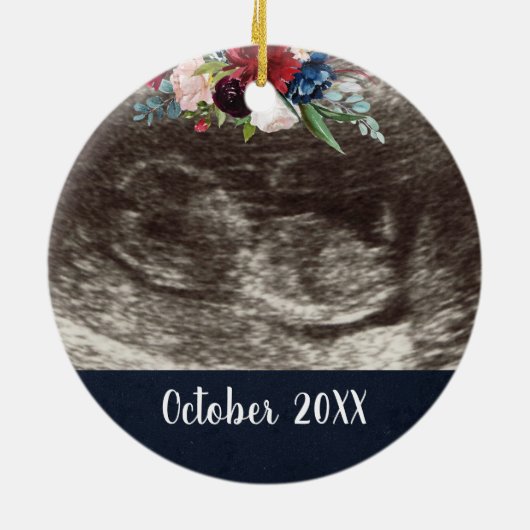 Aankondiging zwangerschap | Zwangerschapsfoto onth Keramisch Ornament (Achterkant)