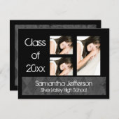 Aankondiging zwart Afstuderen, 3 foto's (Voorkant / Achterkant)