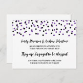 Aankondiging zwart Paars Confetti Verloving (Voorkant / Achterkant)