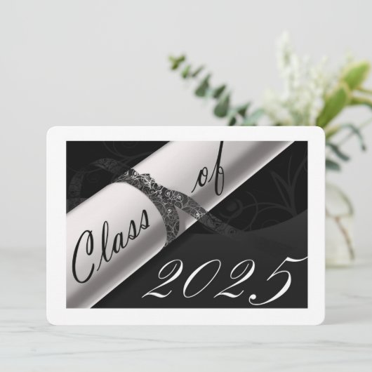 Aankondiging zwart-wit Afstuderen (Staand voorkant)