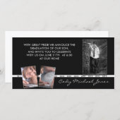 Aankondiging zwart-wit Afstuderen en uitnodiging (Voorkant / Achterkant)