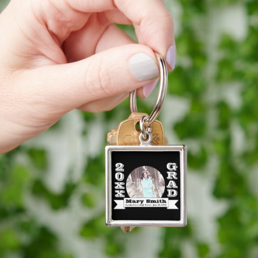 Aankondiging zwart-wit formeel Afstuderen Sleutelhanger (Hand)