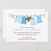 Aankondigingen van de geboorte van de wasdag Baby (Voorkant / Achterkant)