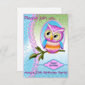 Aankondigingen van de uitnodigingen van Cute Owl B (Voorkant / Achterkant)