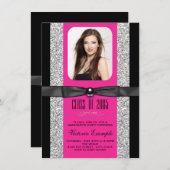 Aankondigingen van hot pink-afstuderen (Voorkant / Achterkant)