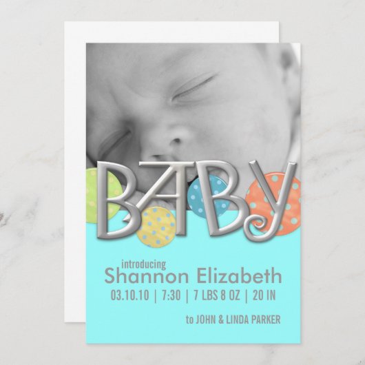 Aankondigingen van moderne Baby geboorte (Voorkant / Achterkant)
