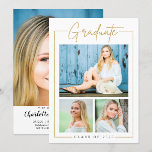 Aankondigingskaart voor afstuderen met foto's kaart