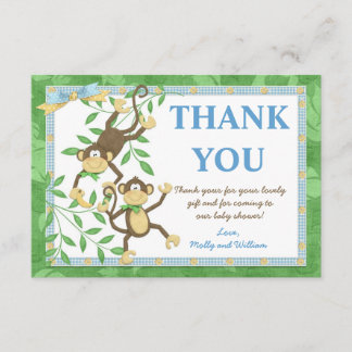 Aankondigingskaart voor Monkey Baby Shower bedankt