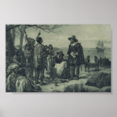 Aankoop van het eiland Manhattan door Peter Minuit Poster (Voorkant)