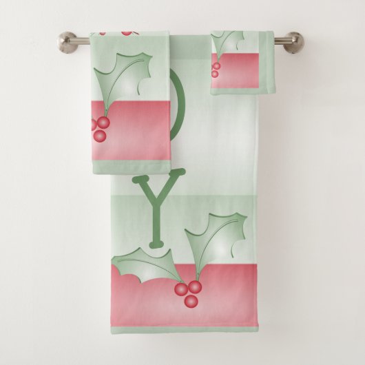 Aankoop van Holly Light Green Pink Christmas Bad Handdoek (Insitu)