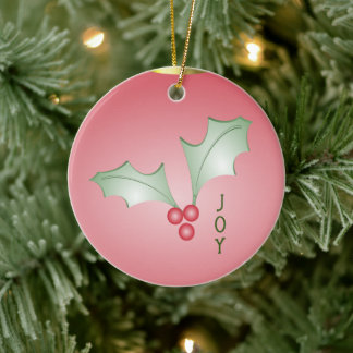 Aankoop van Holly Light Green Pink Christmas Keramisch Ornament