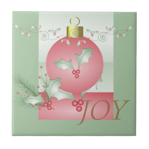 Aankoop van Holly Light Green Pink Christmas Tegeltje