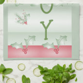 Aankoop van Holly Light Green Pink Christmas Theedoek (Gevouwen)