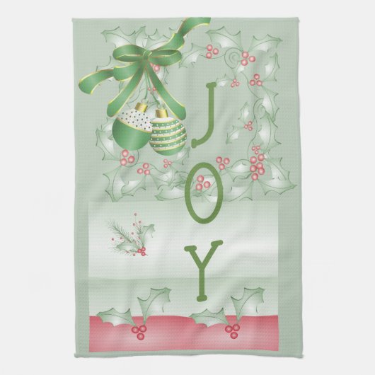 Aankoop van Holly Light Green Pink Christmas Theedoek (Verticaal)