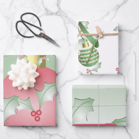Aankoop van Holly Light Green Pink Inpakpapier Vel (Voorkant)