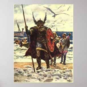 Aanlanding van de Vikingen in Noord-Amerika Poster