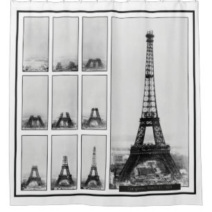 Aanleg van de toren van Gustav Eiffel in Parijs Douchegordijn