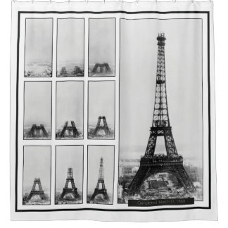 Aanleg van de toren van Gustav Eiffel in Parijs Douchegordijn