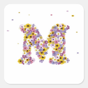 Aanloopbrief M Vierkante Sticker