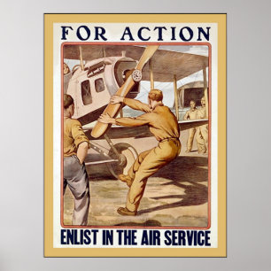 Aanmelden bij de luchtdienst ~  WW1-Poster Poster