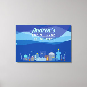 Aanmelden bij geheugenbord in de stad DAVID Bar Mi Canvas Afdruk